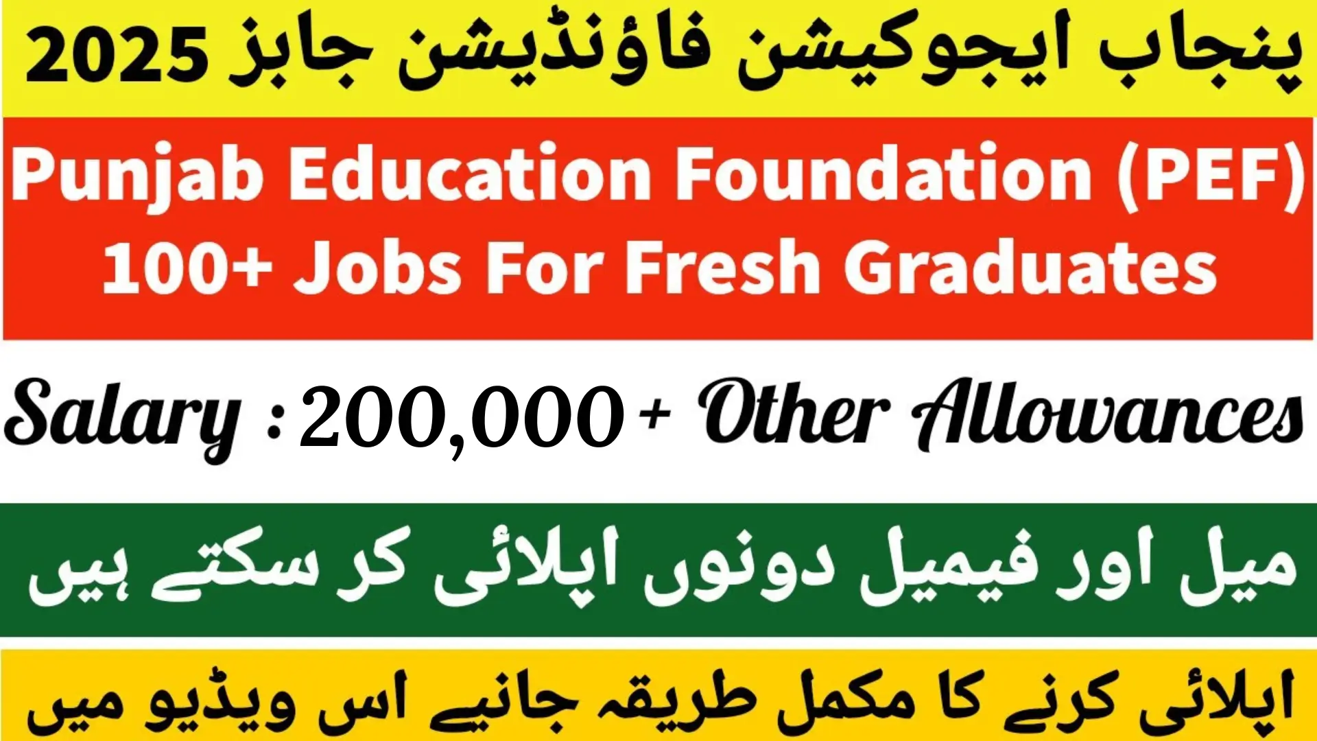 Punjab Education Foundation Announces 100+ Jobs with Salaries Up to Rs. 200,000